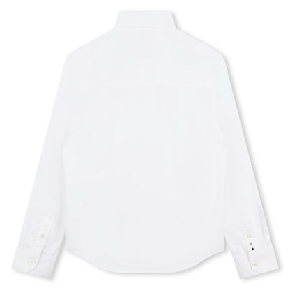 Cotton Oxford Long Sleeve Shirt with Embroidered Logo