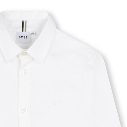 Cotton Oxford Long Sleeve Shirt with Embroidered Logo