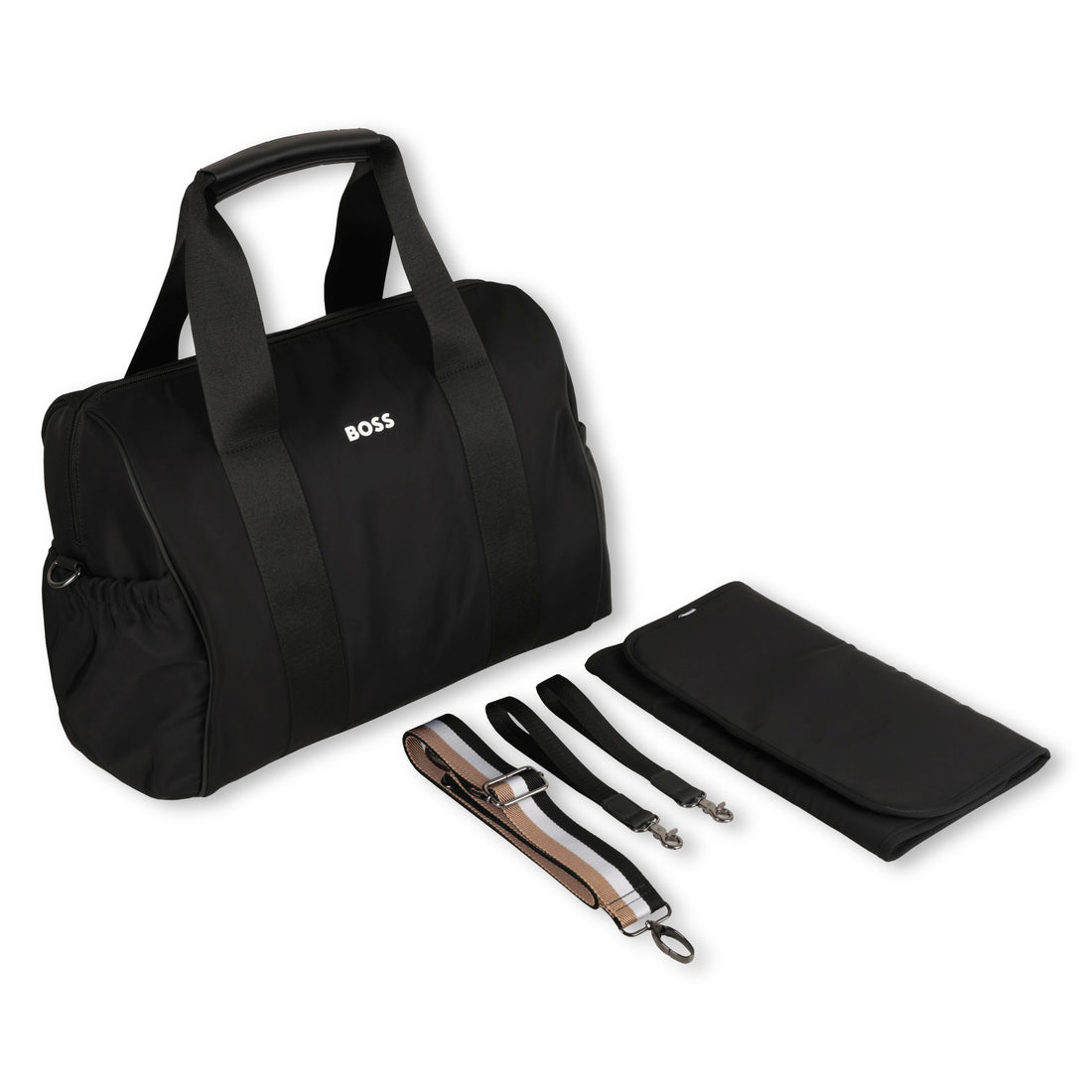 Coated Fabric Changing Bag with Tricolour Strap and Accessories