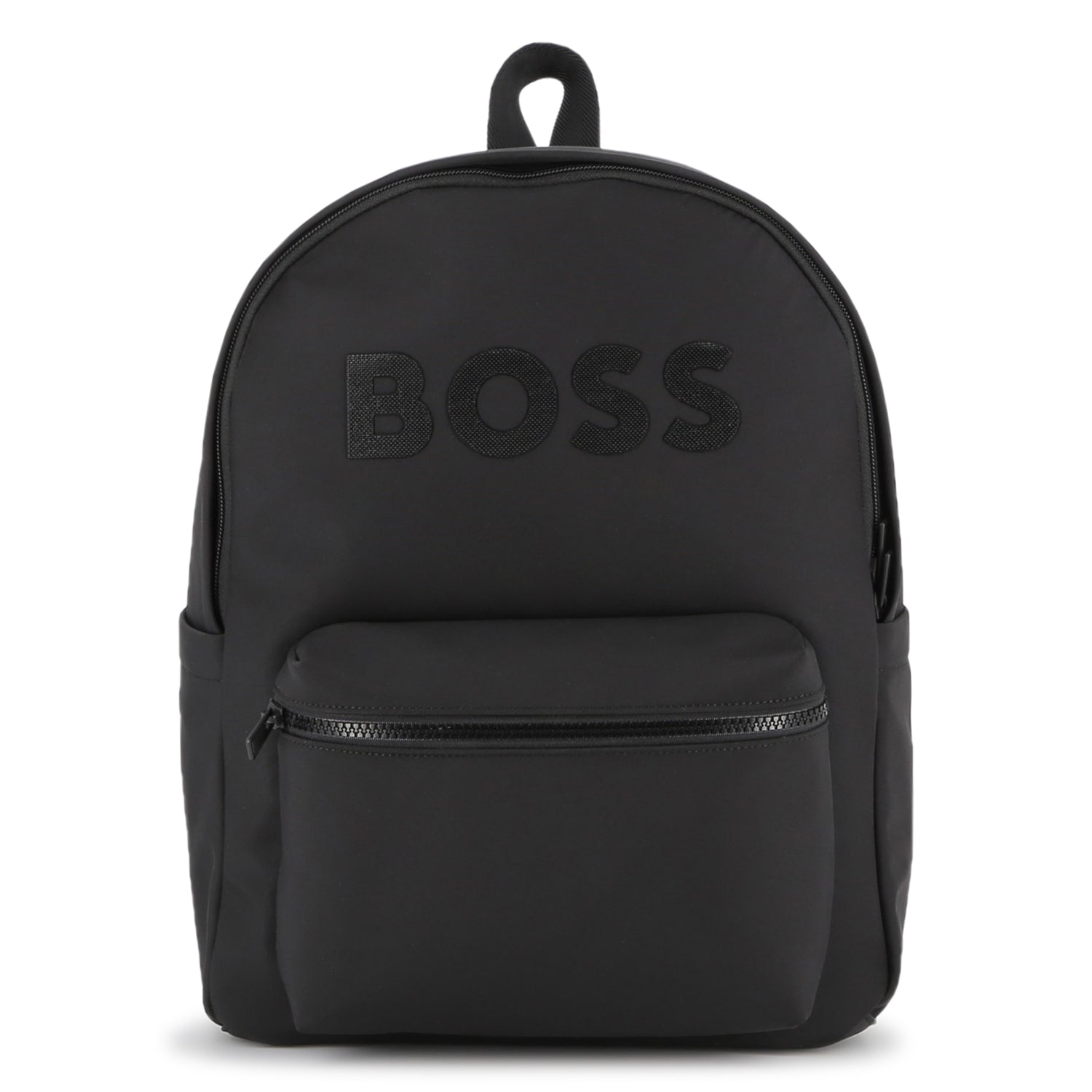 Canvas Backpack with Branded Textured Print and Side Pockets