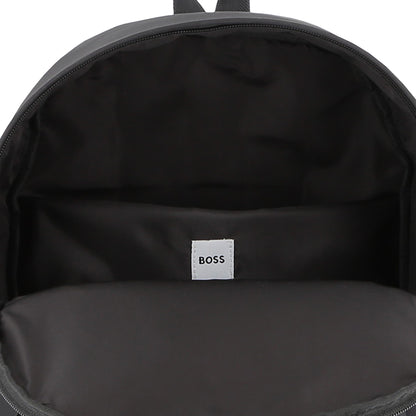 Canvas Backpack with Branded Textured Print and Side Pockets