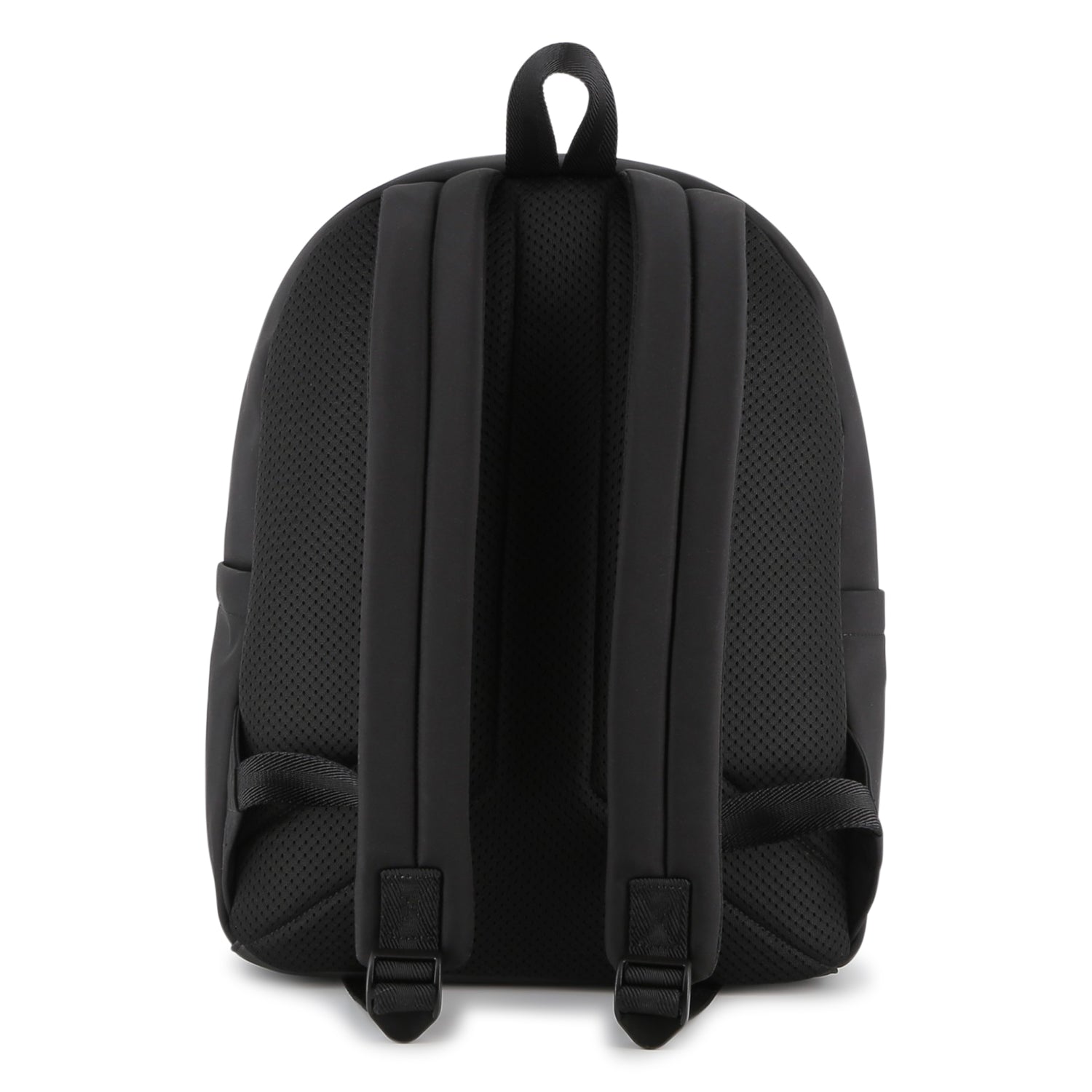 Canvas Backpack with Branded Textured Print and Side Pockets