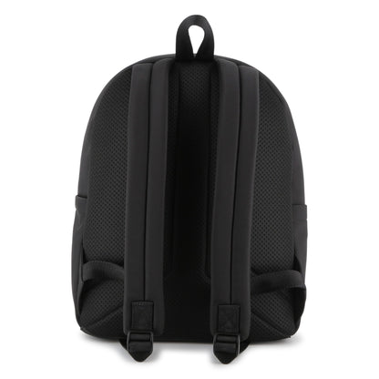 Canvas Backpack with Branded Textured Print and Side Pockets