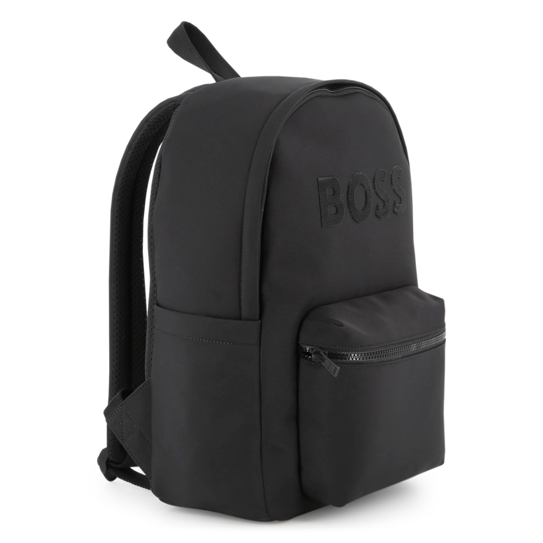 Canvas Backpack with Branded Textured Print and Side Pockets