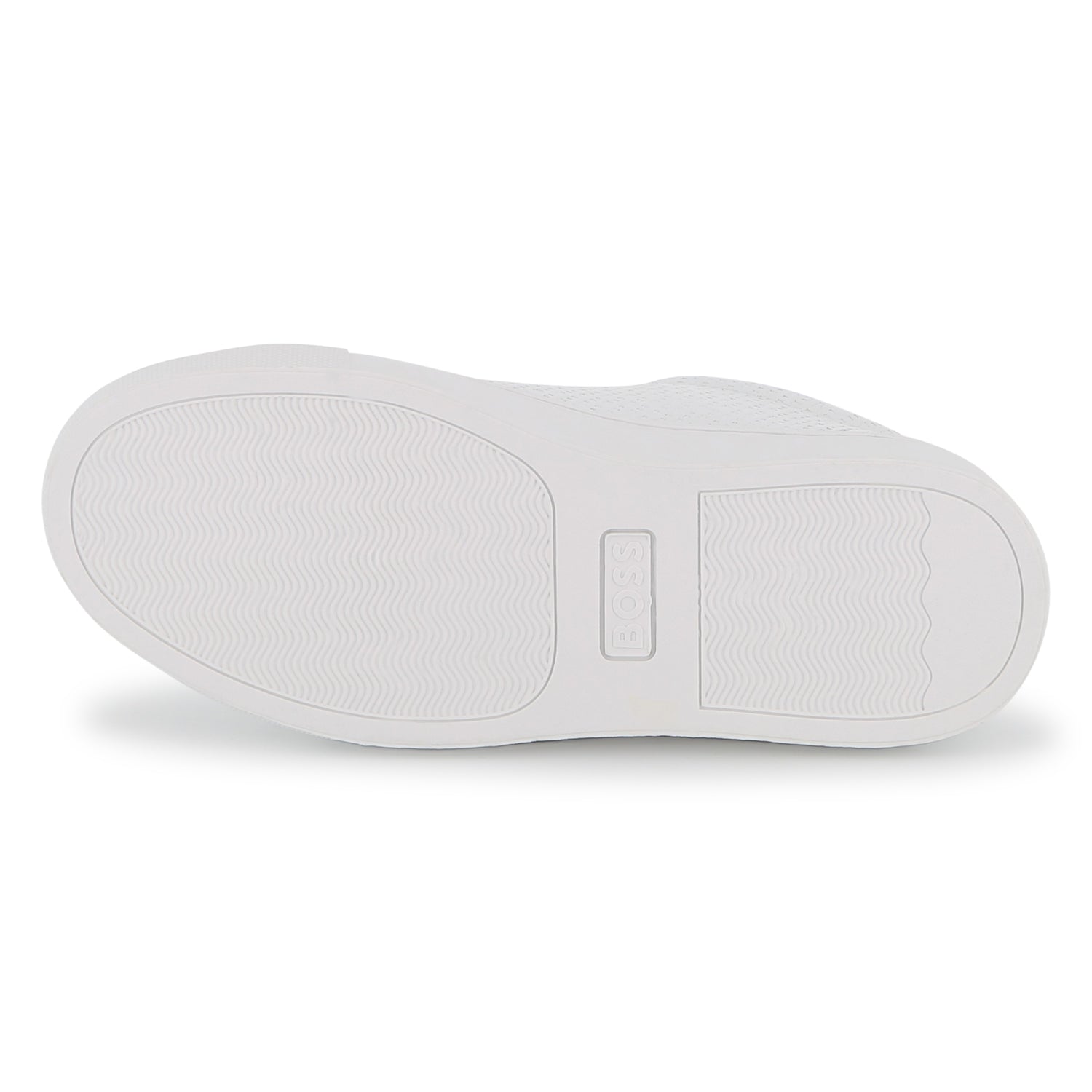 Boys Monogram Embossed Leather Sneakers in White Hugo Boss
