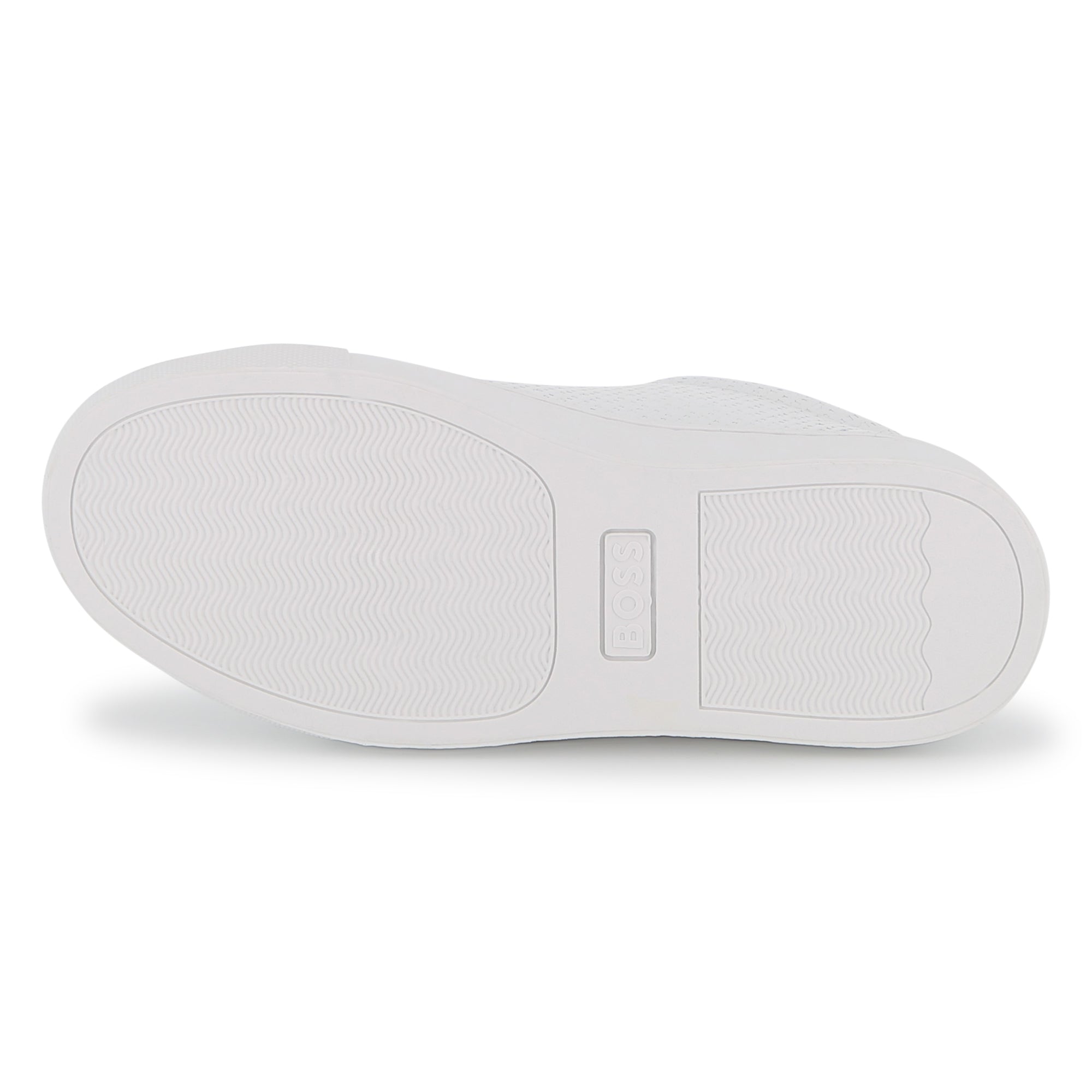 Boys Monogram Embossed Leather Sneakers in White Hugo Boss