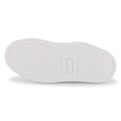 Boys Monogram Embossed Leather Sneakers in White Hugo Boss