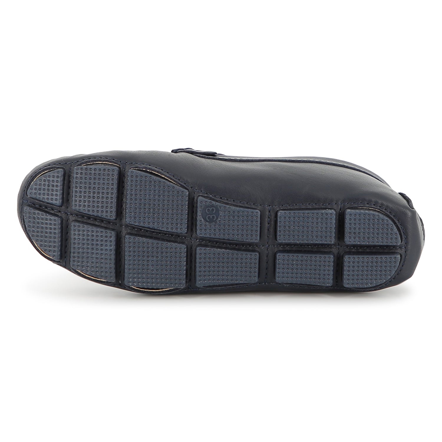 Boys Leather Loafers with Embossed Logo in Navy Hugo Boss