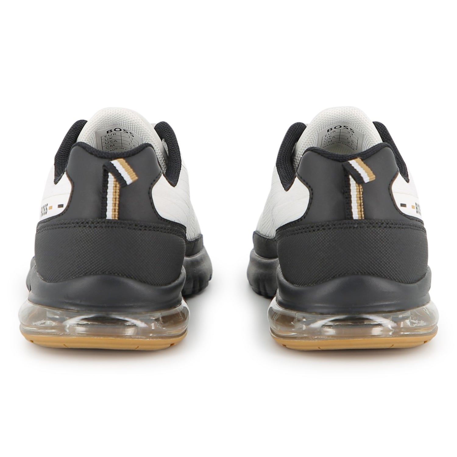 Boys Mixed-Material Mesh Sneakers in White and Black Hugo Boss