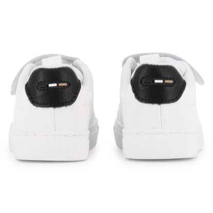 Leather Sneakers with Elastic Laces and Velcro Closure Hugo Boss