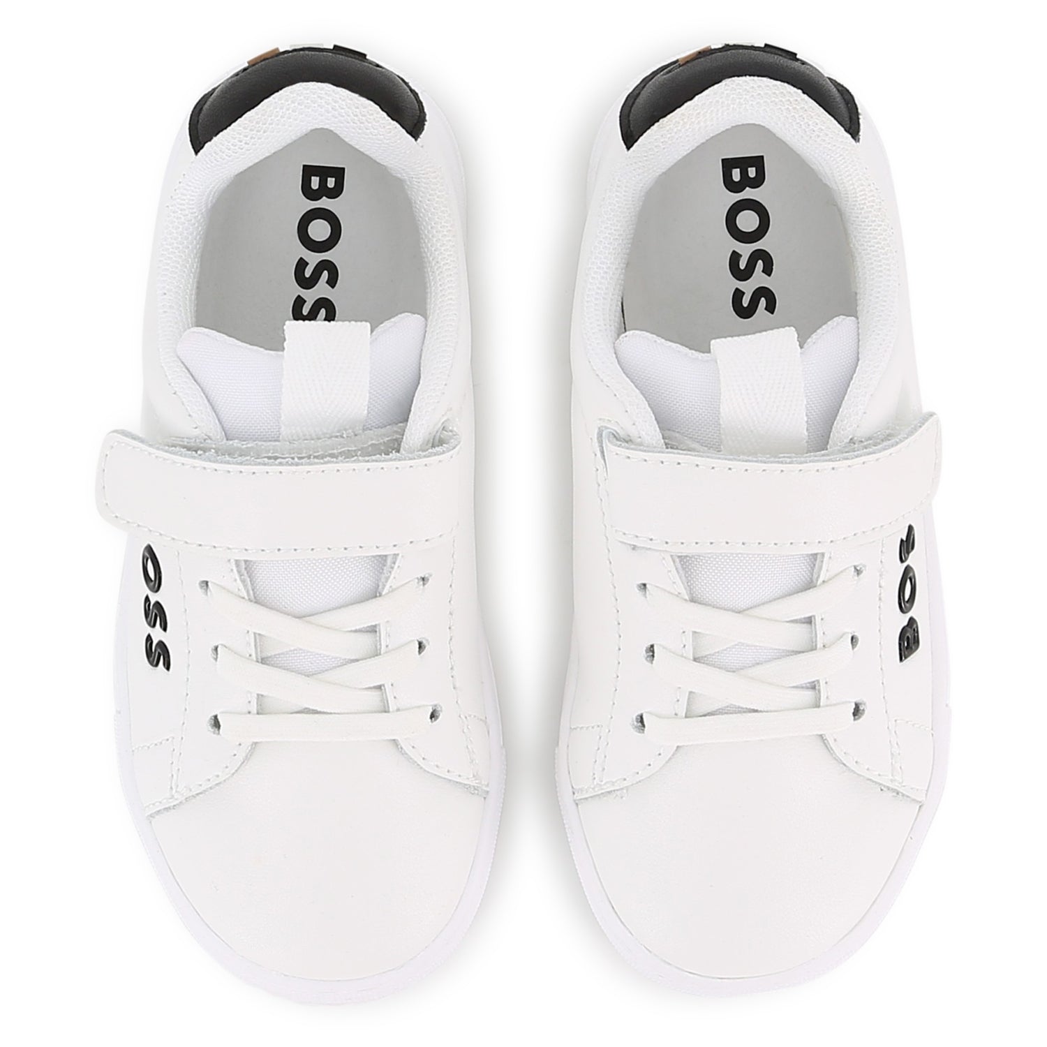 Leather Sneakers with Elastic Laces and Velcro Closure Hugo Boss