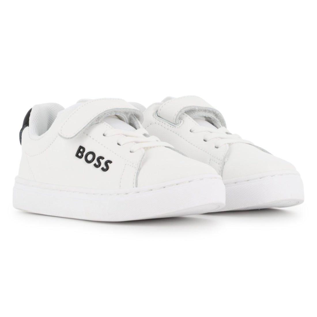 Leather Sneakers with Elastic Laces and Velcro Closure Hugo Boss
