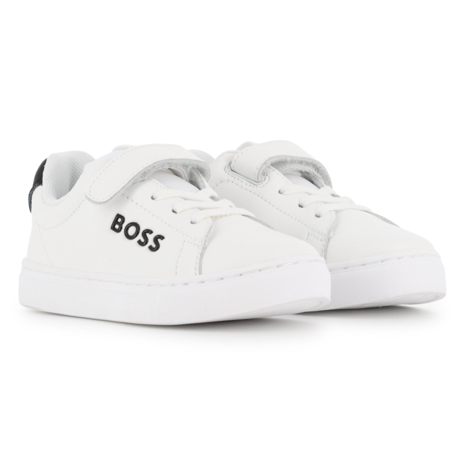 Leather Sneakers with Elastic Laces and Velcro Closure Hugo Boss