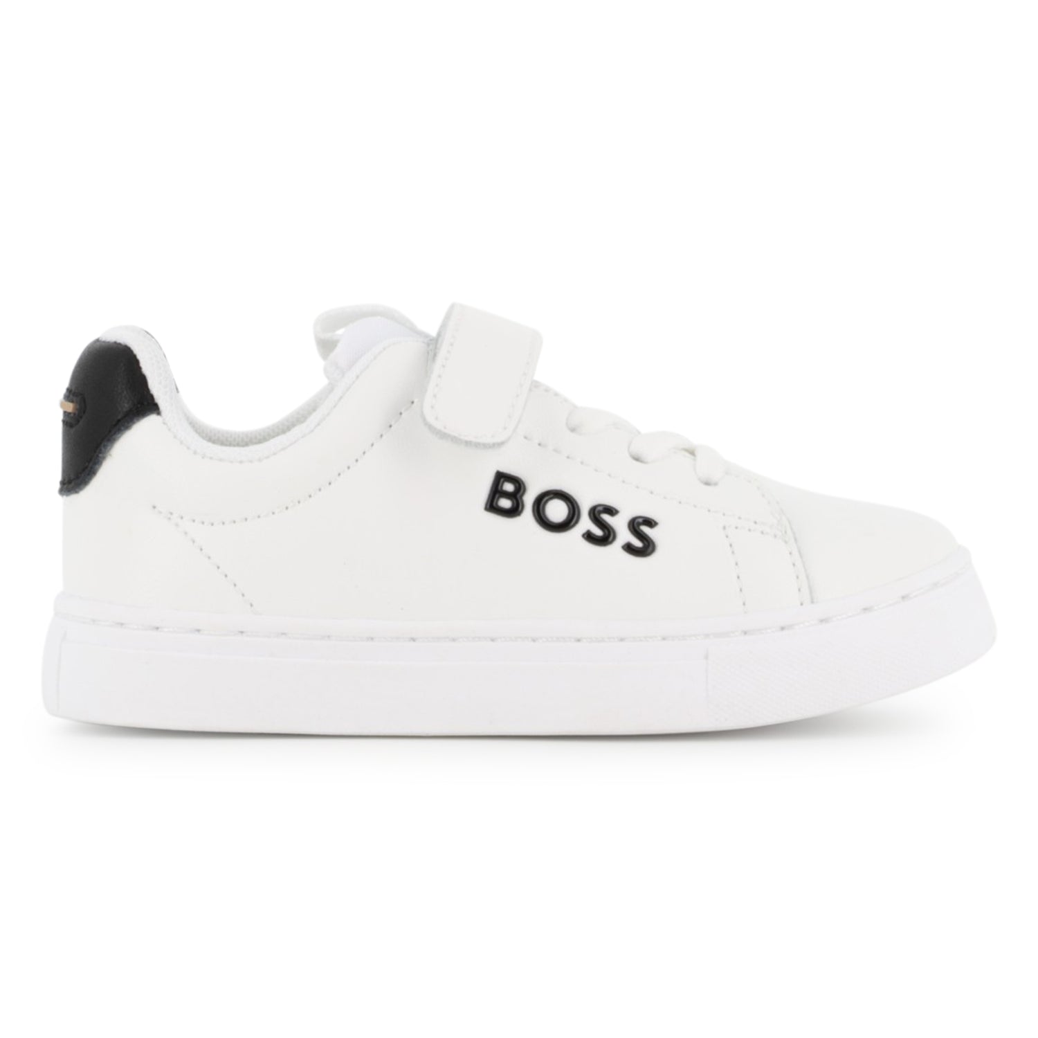 Leather Sneakers with Elastic Laces and Velcro Closure Hugo Boss
