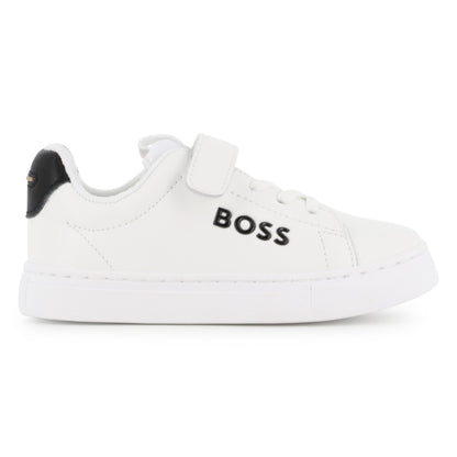 Leather Sneakers with Elastic Laces and Velcro Closure Hugo Boss
