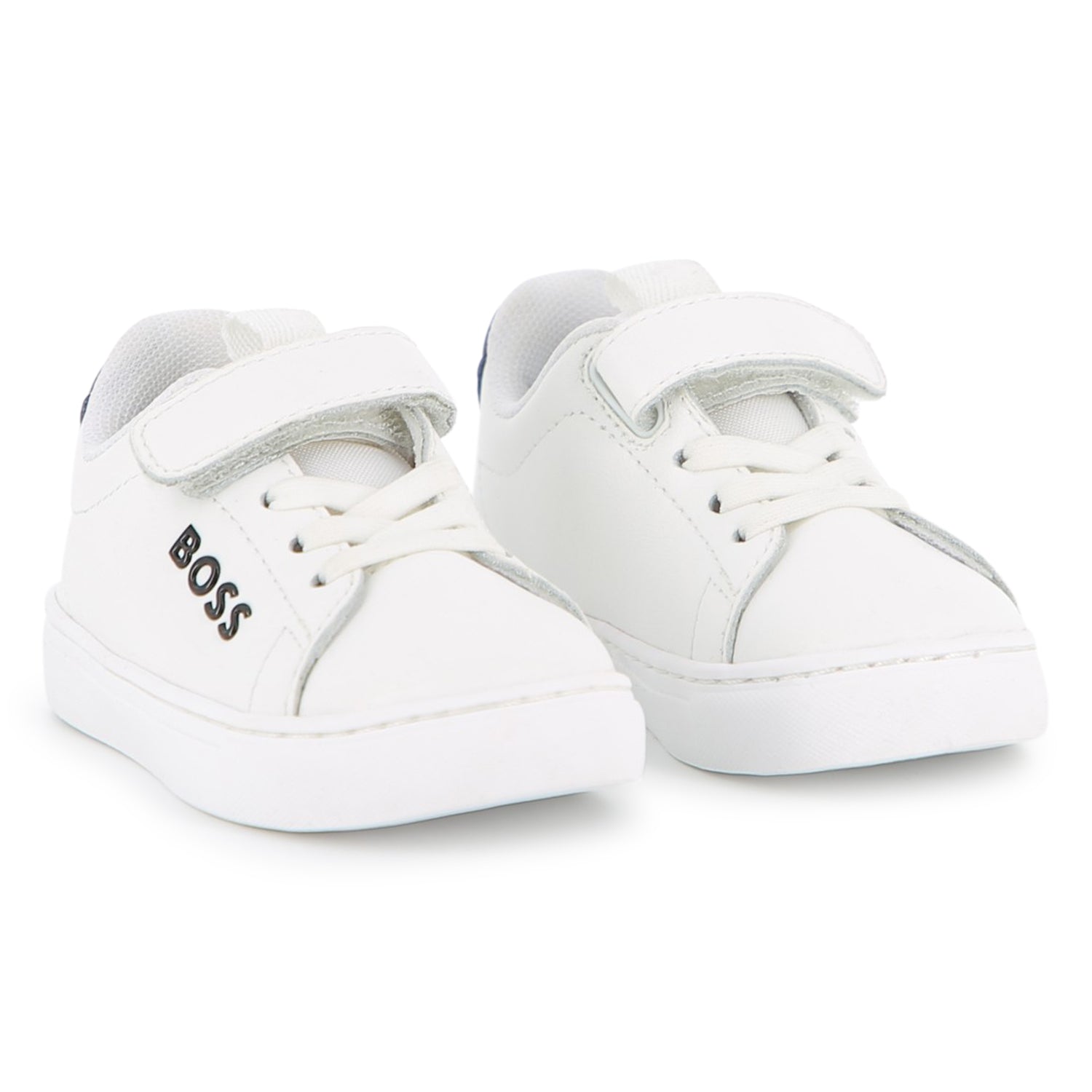 Leather Sneakers with Elastic Laces and Velcro Closure Hugo Boss