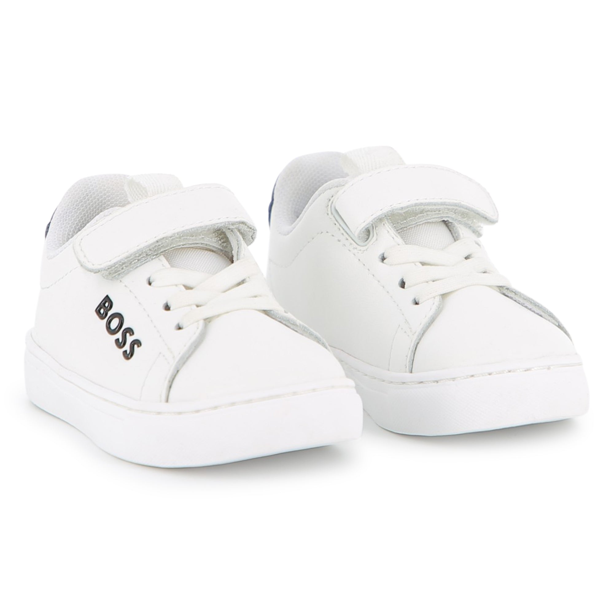 Leather Sneakers with Elastic Laces and Velcro Closure Hugo Boss