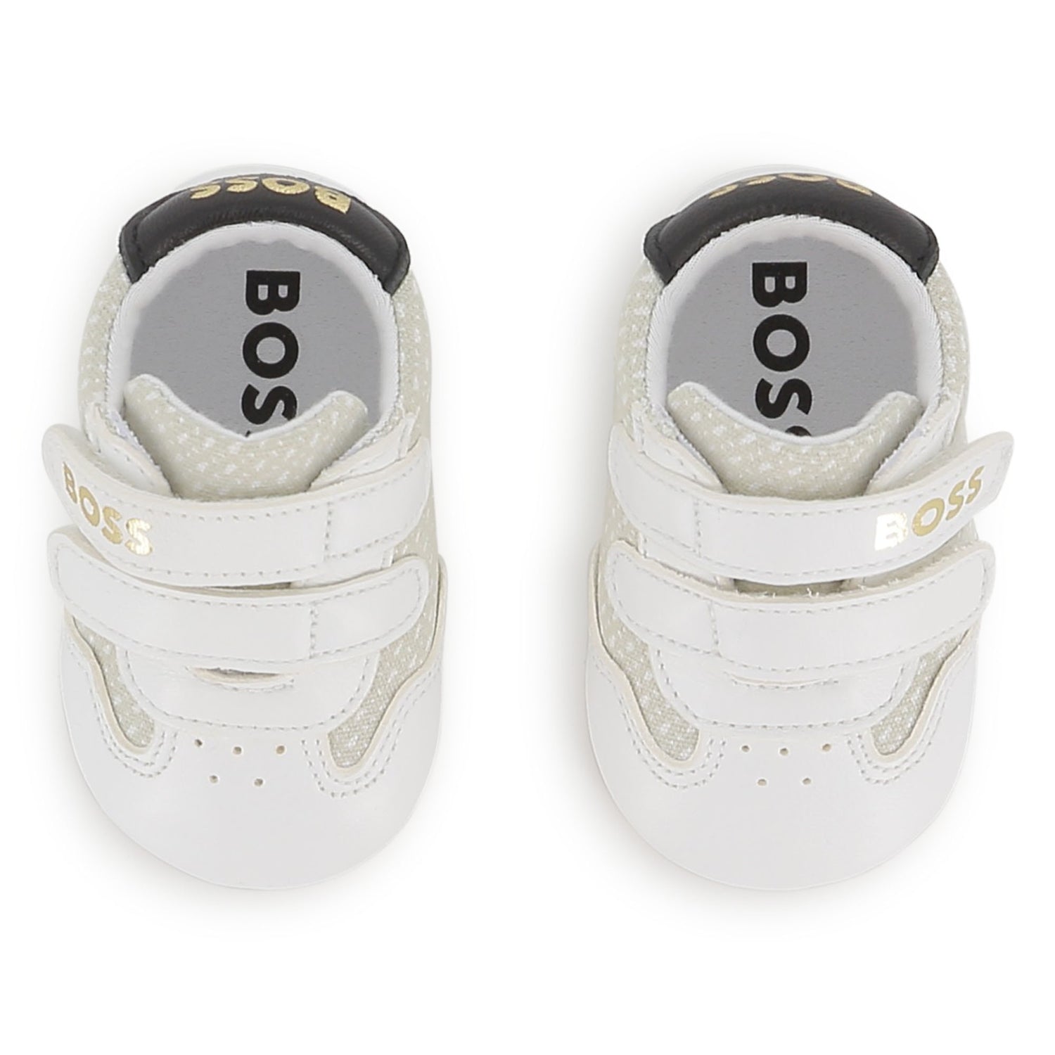 Baby Soft Slippers in White and Sage Hugo Boss