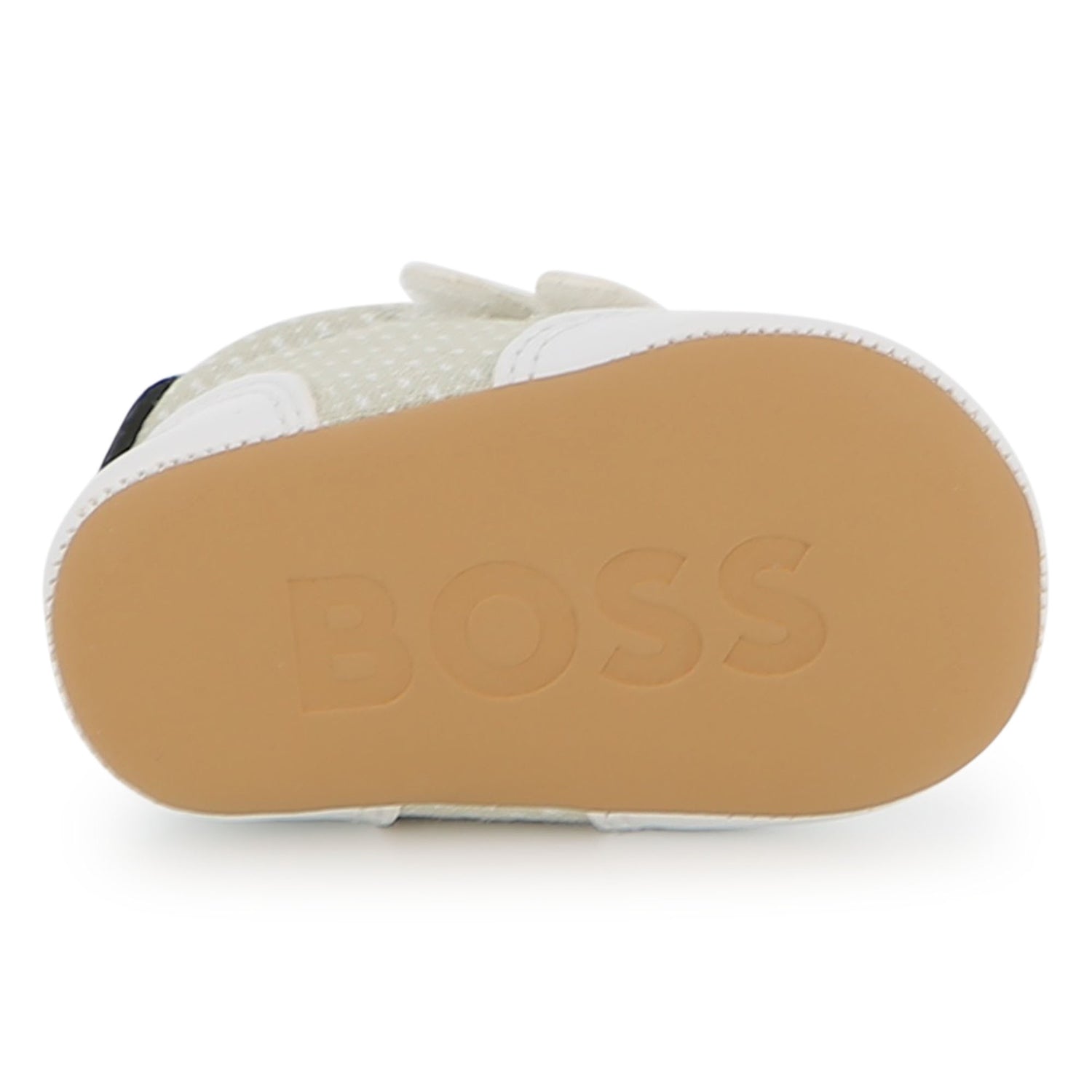 Baby Soft Slippers in White and Sage Hugo Boss