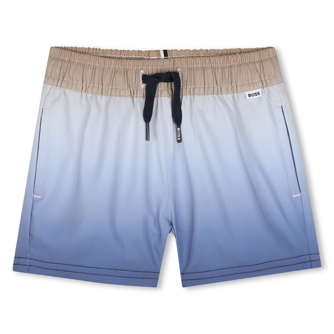 Boys Gradient Effect Swim Shorts in Blue and Beige Hugo Boss