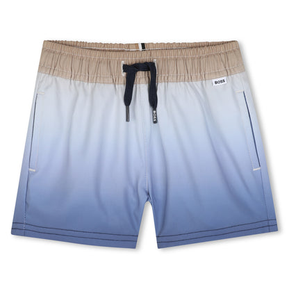 Boys Gradient Effect Swim Shorts in Blue and Beige Hugo Boss