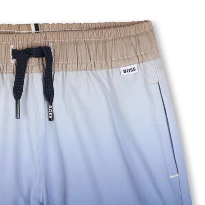Boys Gradient Effect Swim Shorts in Blue and Beige Hugo Boss