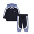 Baby Hooded Cardigan and Jogging Pants Set in Navy and Light Blue Hugo Boss