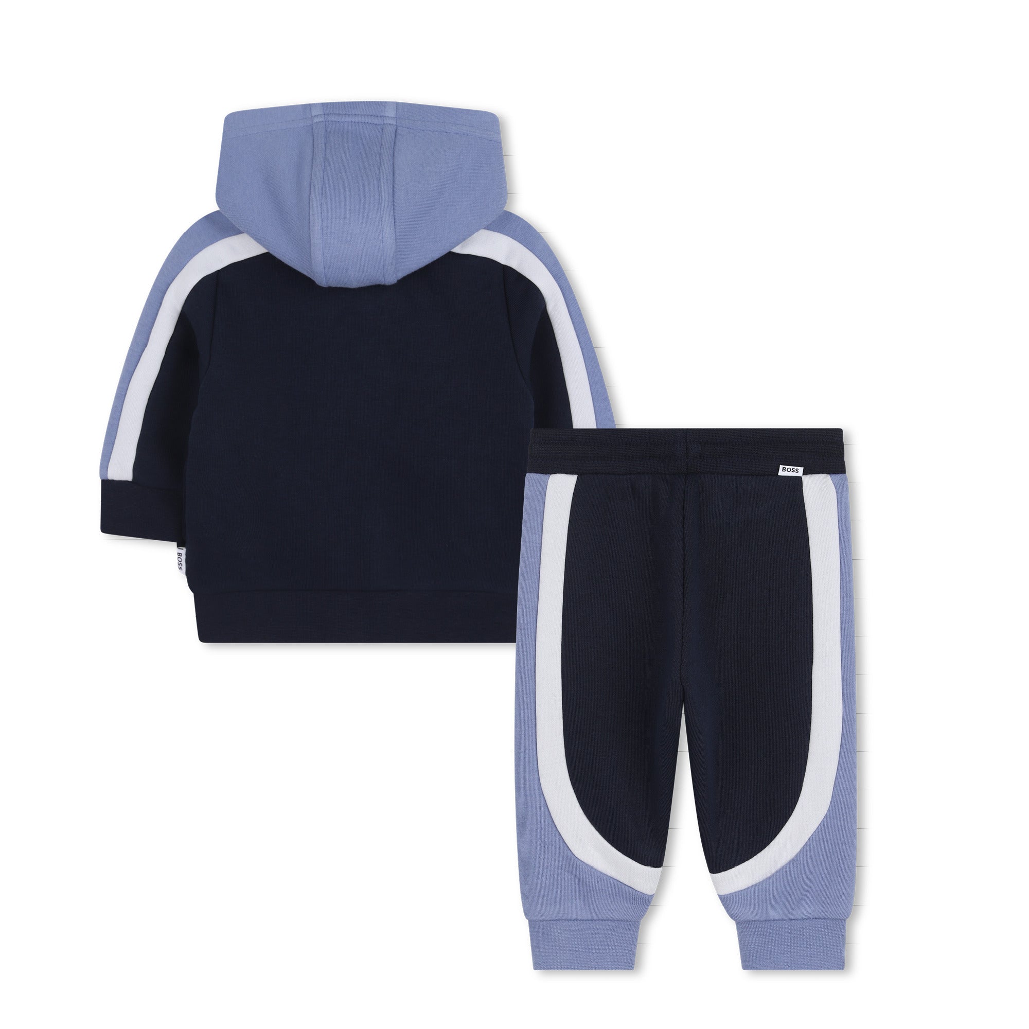 Baby Hooded Cardigan and Jogging Pants Set in Navy and Light Blue Hugo Boss