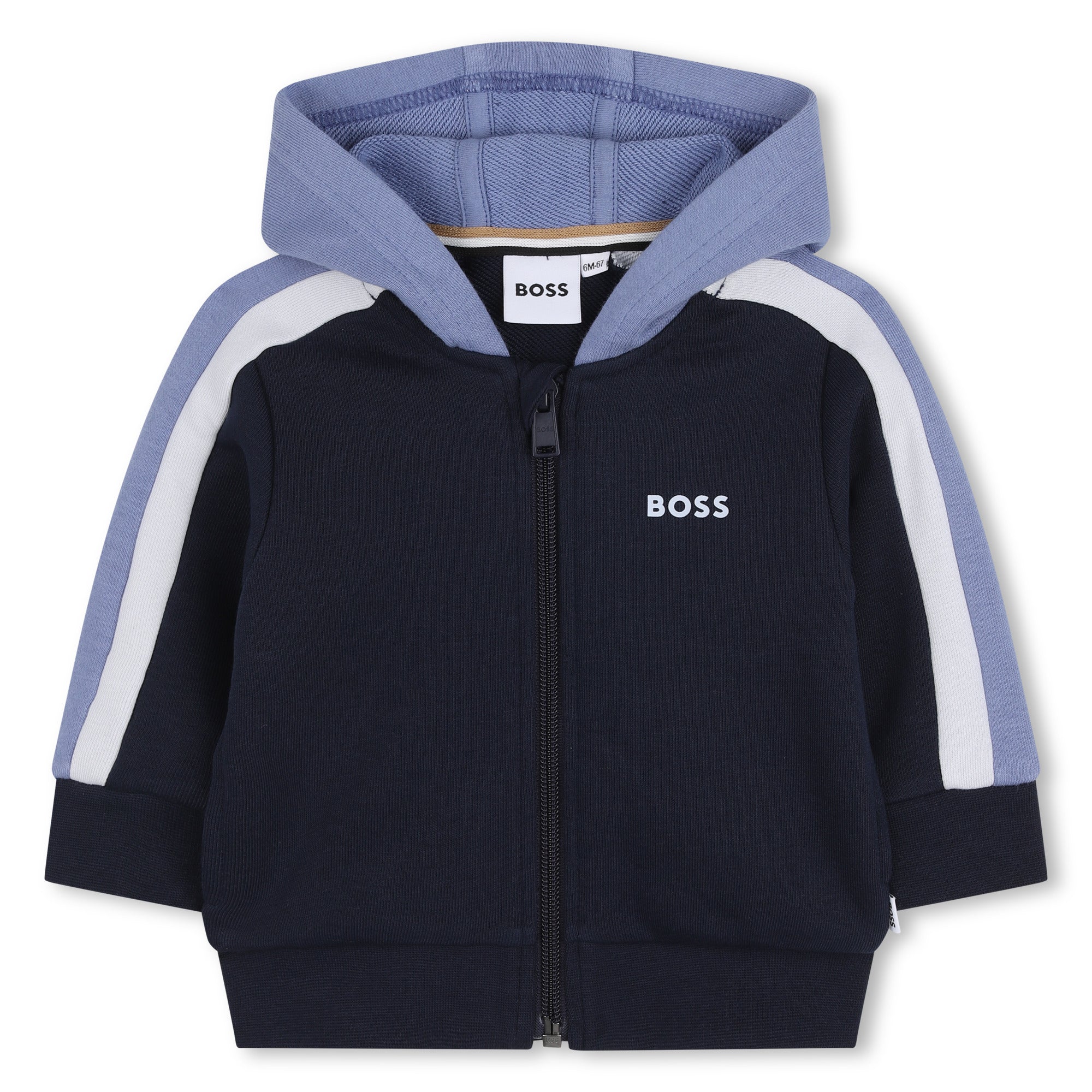 Baby Hooded Cardigan and Jogging Pants Set in Navy and Light Blue Hugo Boss