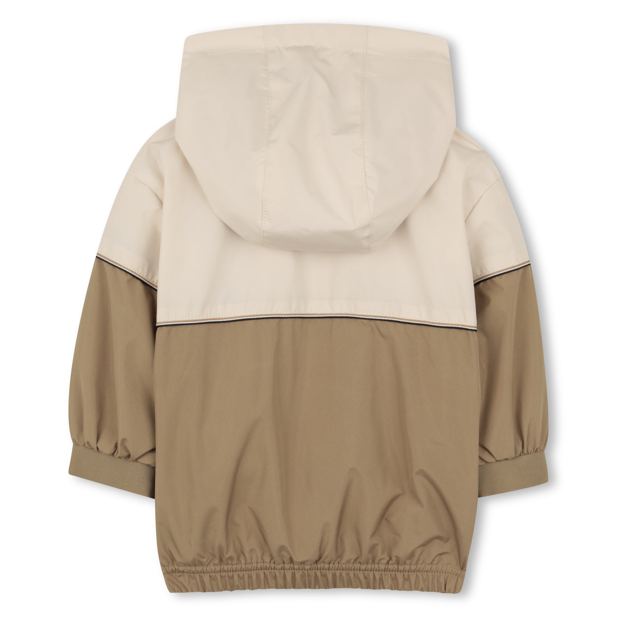 Baby Color-Block Hooded Windbreaker in Stone and Beige Hugo Boss