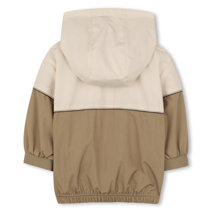 Baby Color-Block Hooded Windbreaker in Stone and Beige Hugo Boss