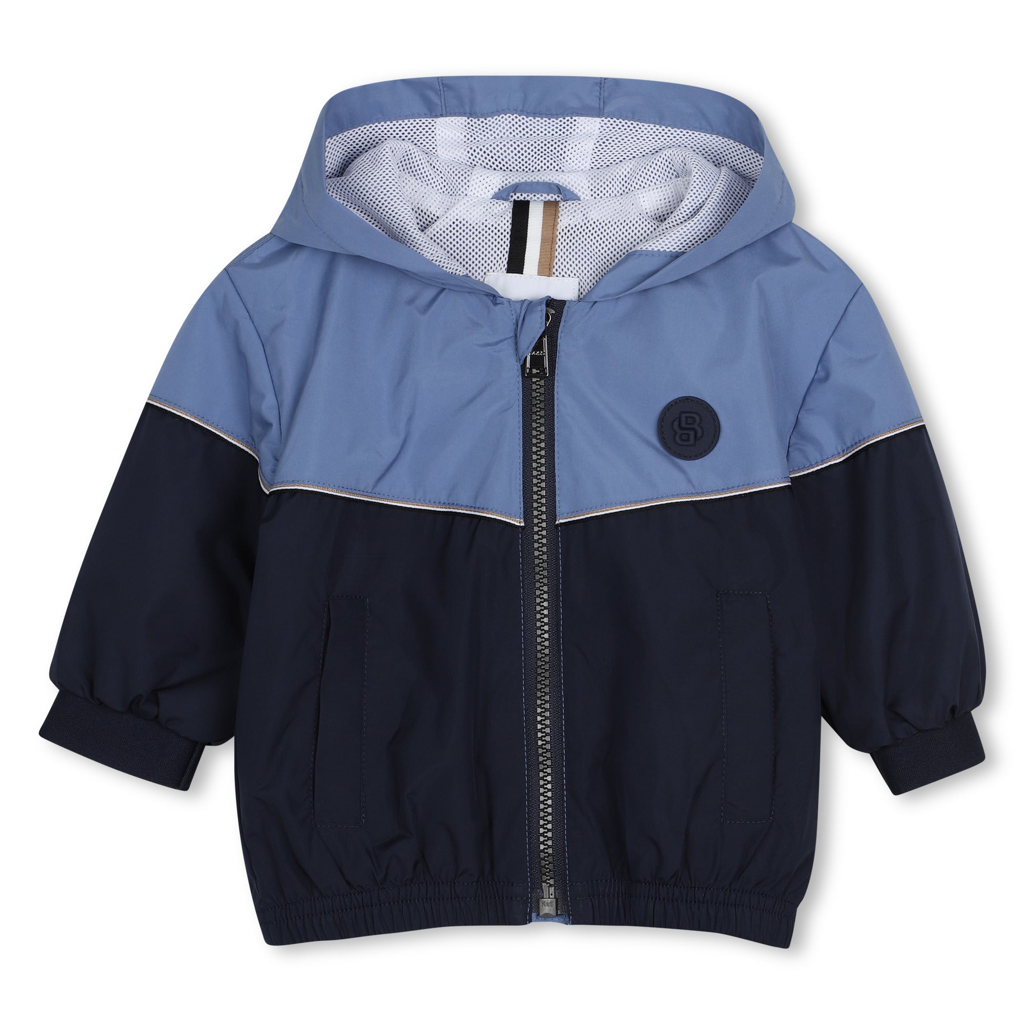 Baby Color-Block Hooded Windbreaker in Navy Hugo Boss