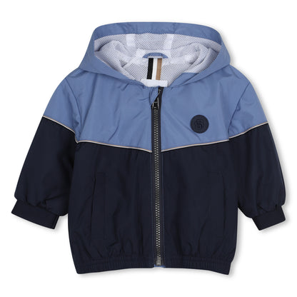Baby Color-Block Hooded Windbreaker in Navy Hugo Boss