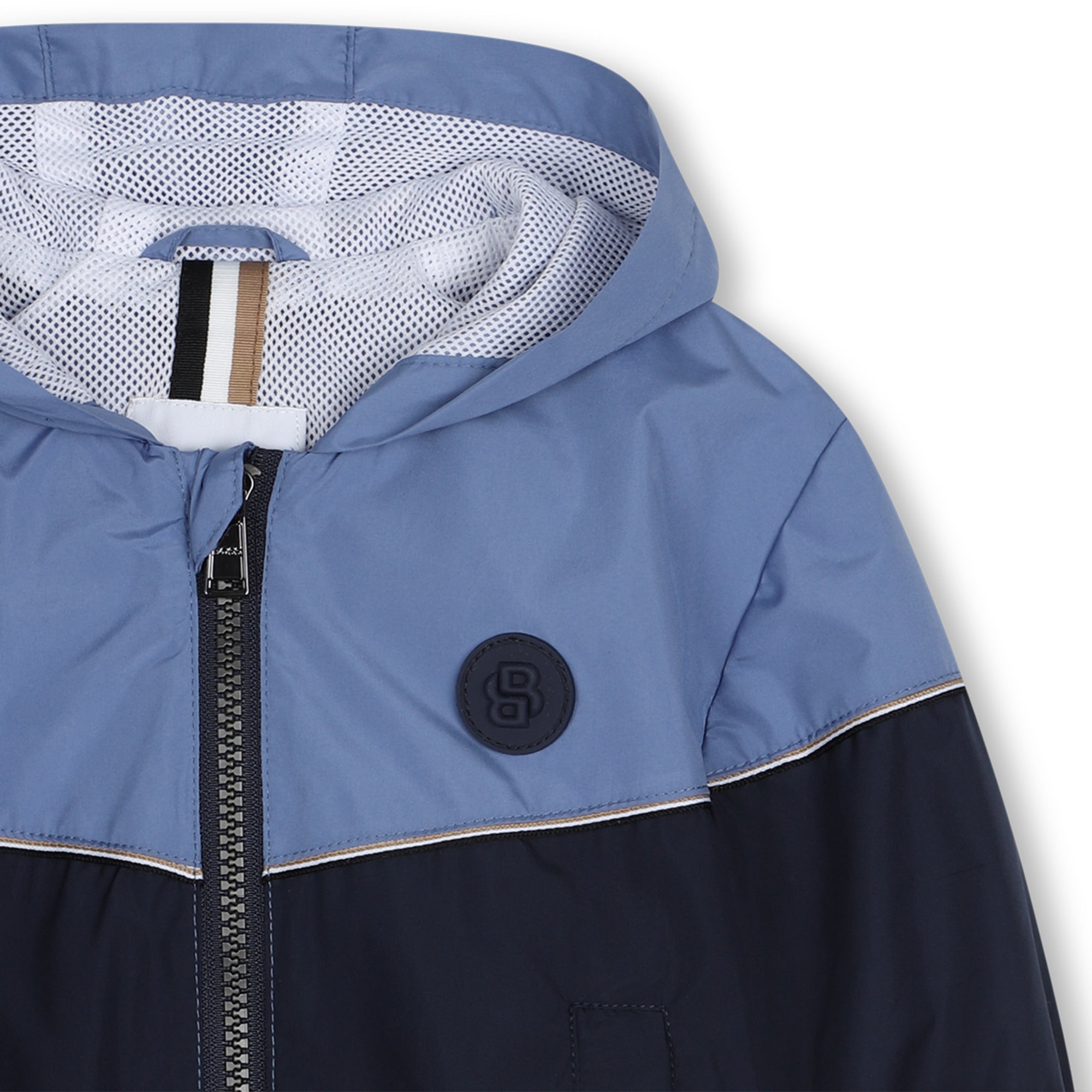 Baby Color-Block Hooded Windbreaker in Navy Hugo Boss