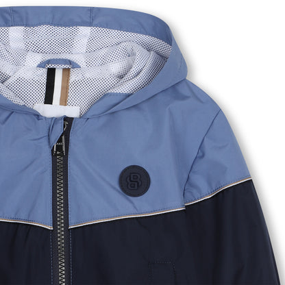 Baby Color-Block Hooded Windbreaker in Navy Hugo Boss