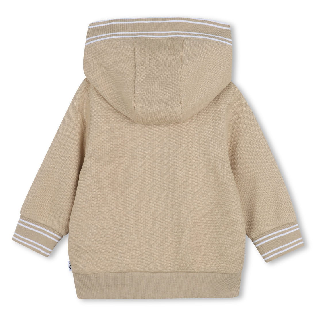 Baby Hooded Cotton Cardigan in Beige Hugo Boss