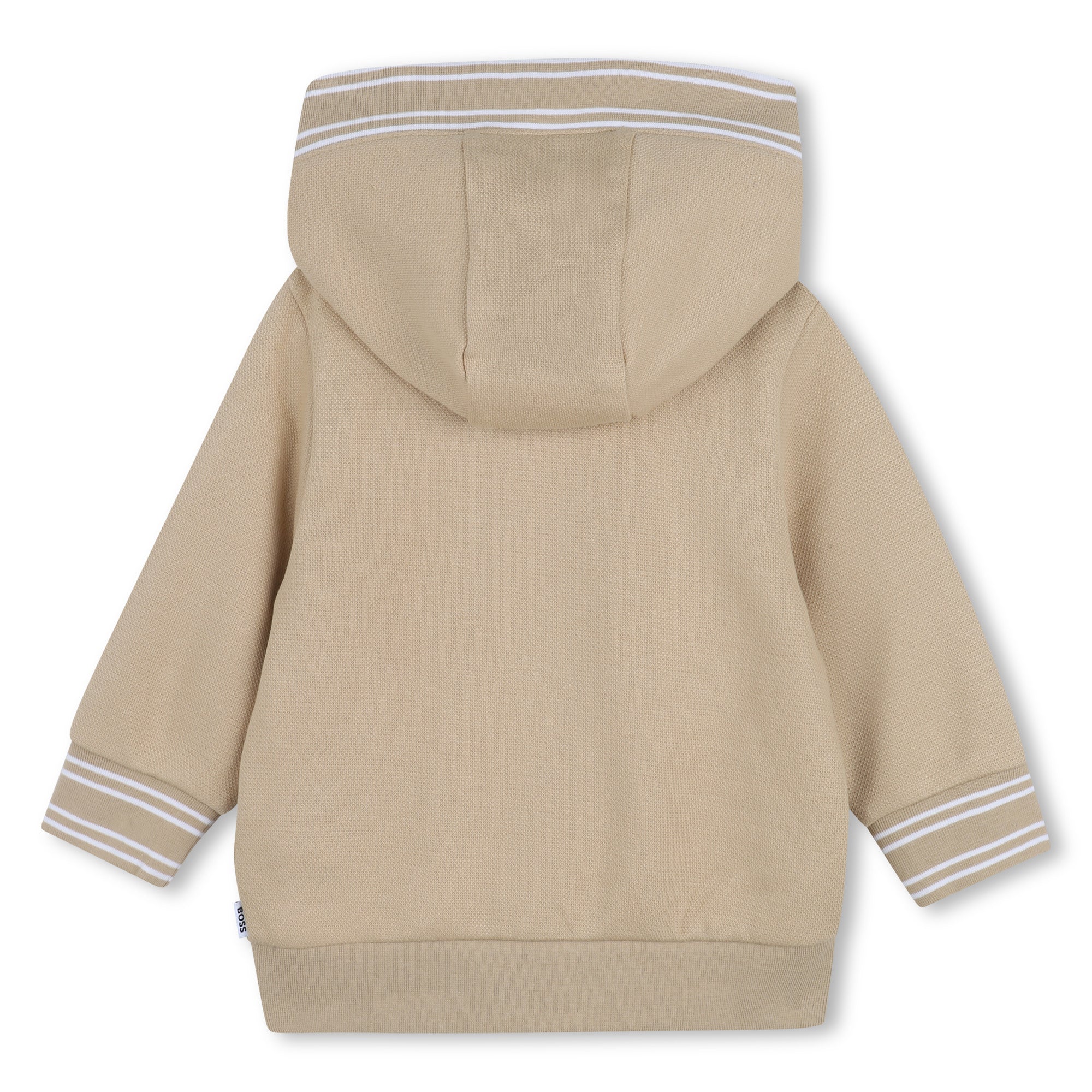 Baby Hooded Cotton Cardigan in Beige Hugo Boss