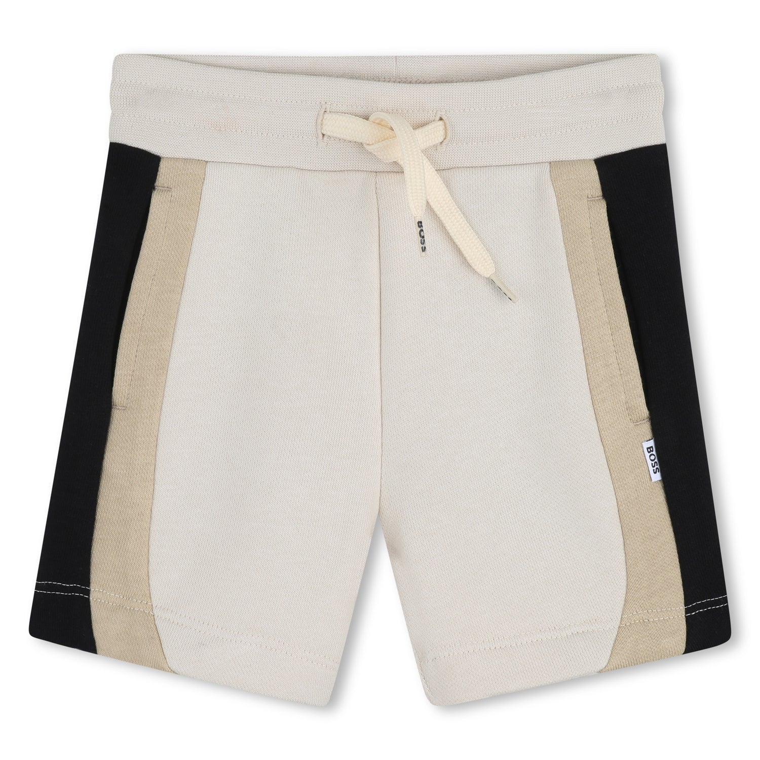 Boys Color-Block Fleece Shorts in Navy and Beige Hugo Boss