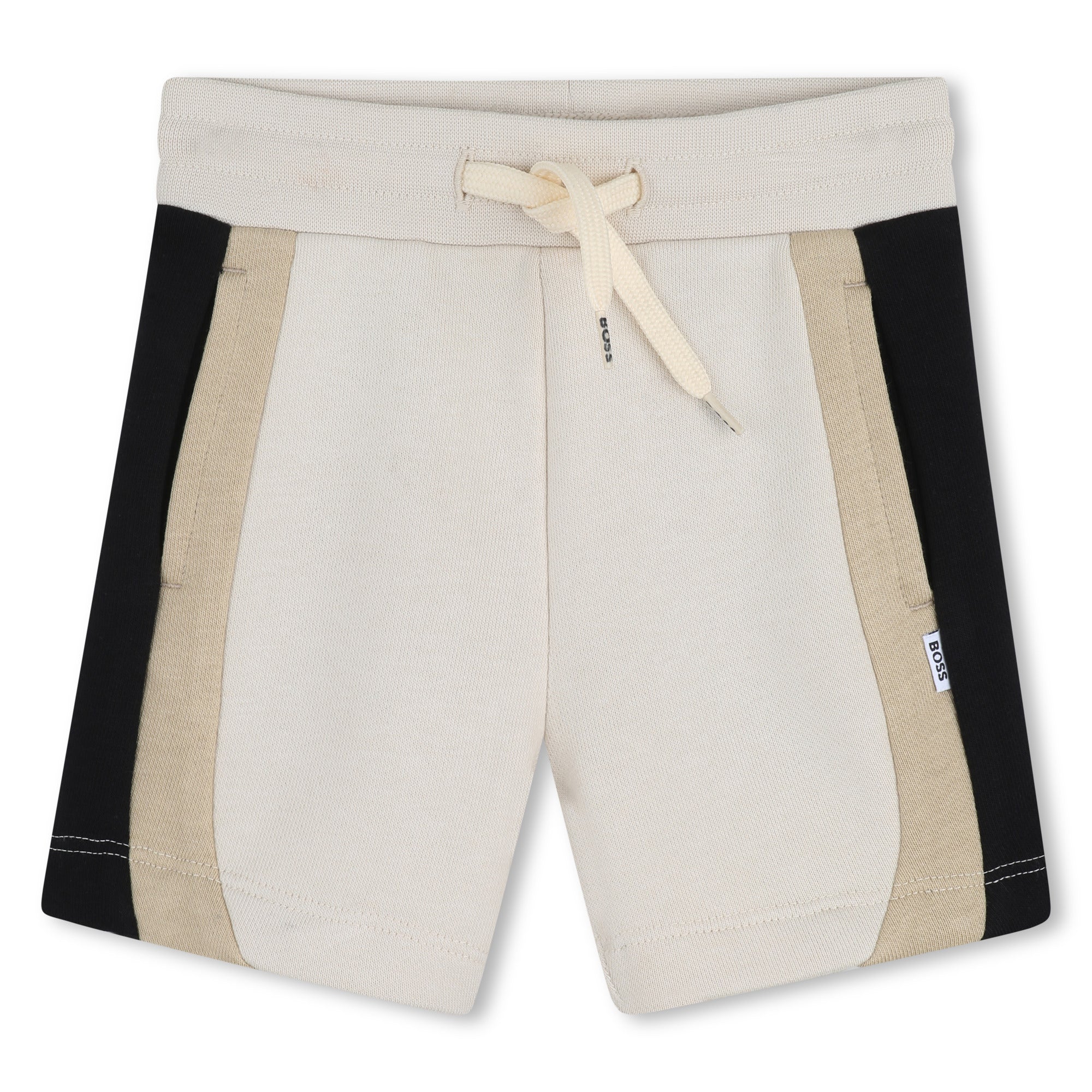 Boys Color-Block Fleece Shorts in Navy and Beige Hugo Boss