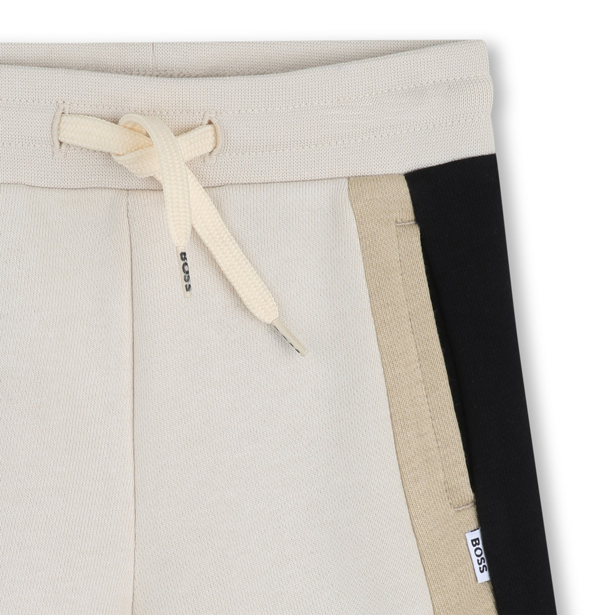 Boys Color-Block Fleece Shorts in Navy and Beige Hugo Boss