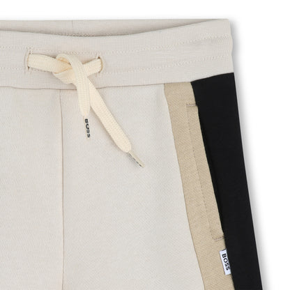 Boys Color-Block Fleece Shorts in Navy and Beige Hugo Boss