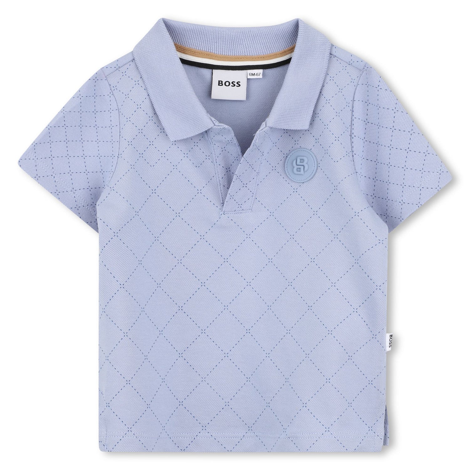 Boys Quilted Piqué Polo Shirt in Grey Hugo Boss