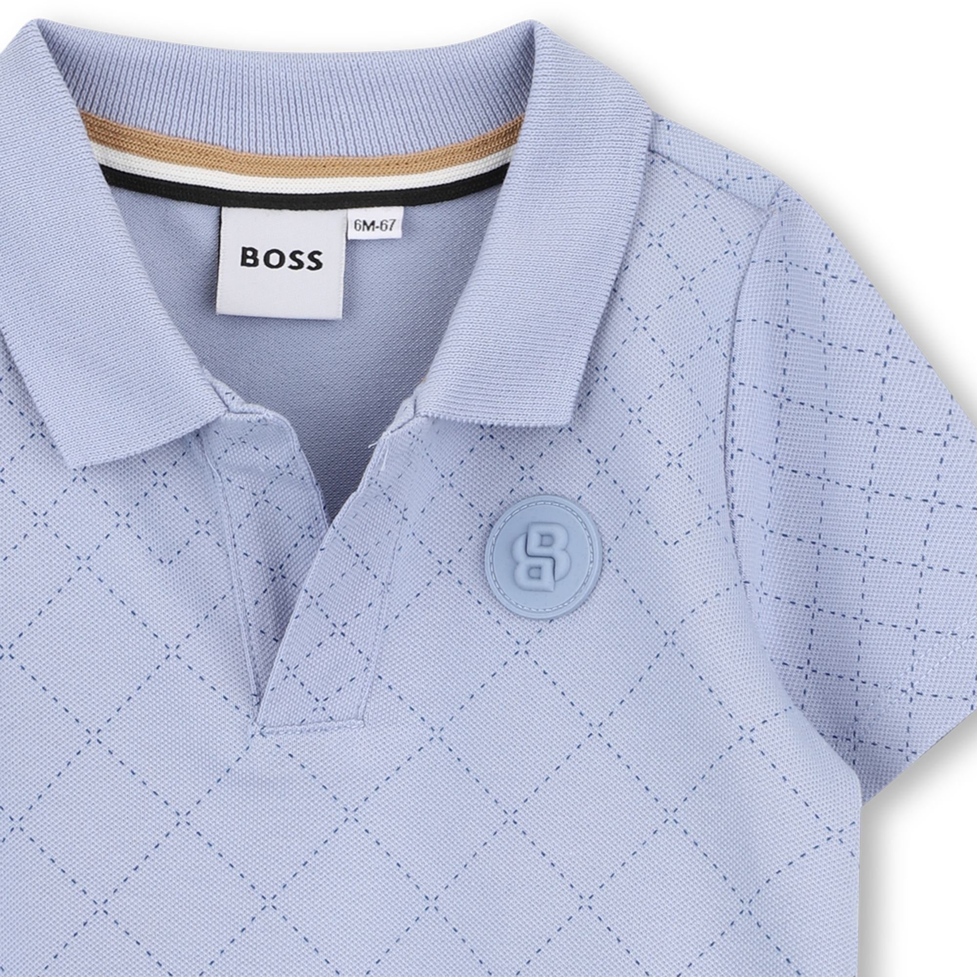 Boys Quilted Piqué Polo Shirt in Grey Hugo Boss