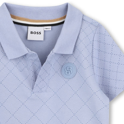 Boys Quilted Piqué Polo Shirt in Grey Hugo Boss