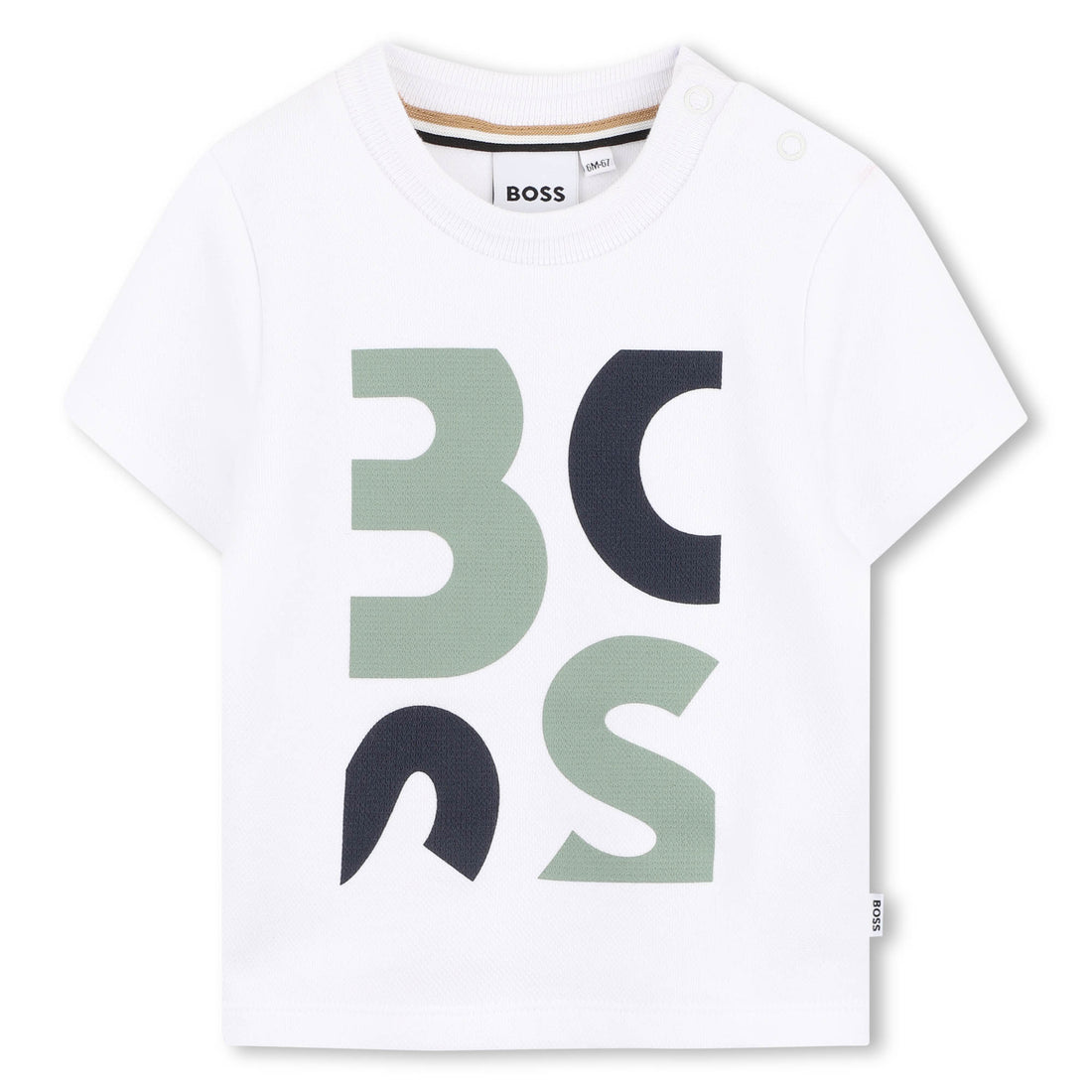 Baby Graphic Logo Cotton Piqué T-Shirt in White Hugo Boss