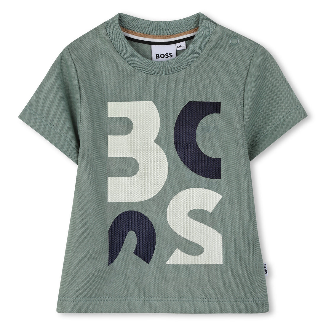 Graphic Logo Cotton Piqué T-Shirt in Sage Green Hugo Boss