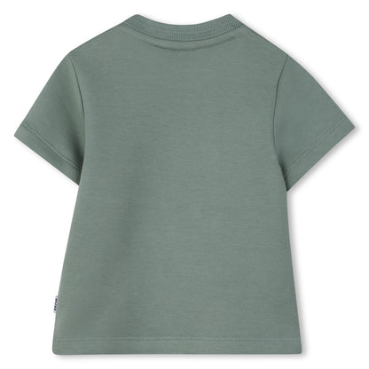 Graphic Logo Cotton Piqué T-Shirt in Sage Green Hugo Boss