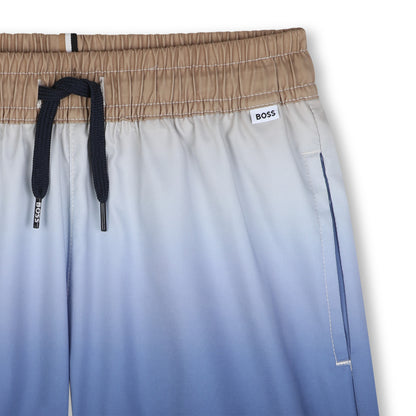 Boys Color-Gradient Polyester Swim Shorts in Blue Hugo Boss
