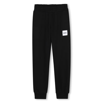 Boys Logo Fleece Jogging Pants in Black Hugo Boss