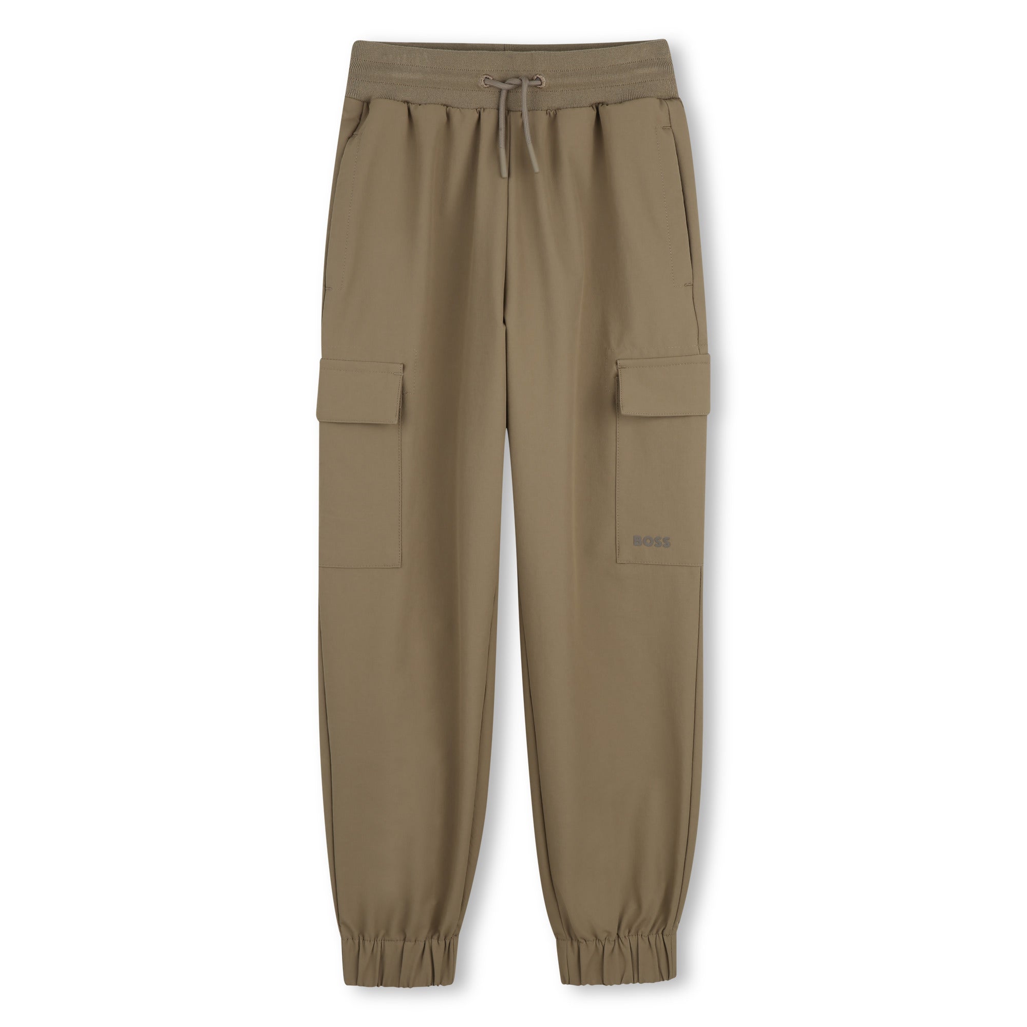 Boys Stretchy Cargo Joggers in Dark Stone Hugo Boss